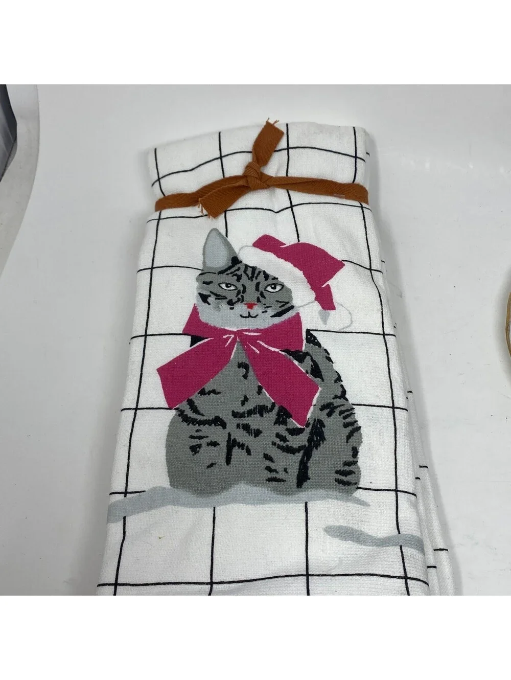 La Cuisine by Kassatex Christmas Cat Kitchen Towels Set 3 18x28 Cotton NWT